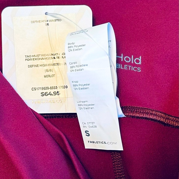 🌼Fabletics Define Powerhold High-waisted 7/8 Legging, Size Small, Merlot (NWT) - Picture 5 of 6